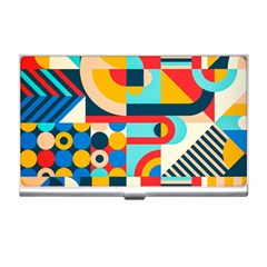 Geometric Shape Colorful Abstract Wave Business Card Holder by Cowasu