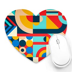 Geometric Shape Colorful Abstract Wave Heart Mousepad by Cowasu