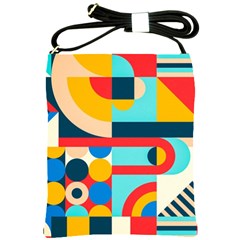 Geometric Shape Colorful Abstract Wave Shoulder Sling Bag