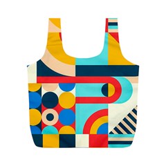 Geometric Shape Colorful Abstract Wave Full Print Recycle Bag (m) by Cowasu