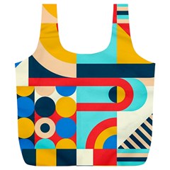 Geometric Shape Colorful Abstract Wave Full Print Recycle Bag (xl) by Cowasu