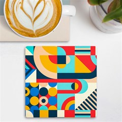 Geometric Shape Colorful Abstract Wave Uv Print Square Tile Coaster  by Cowasu