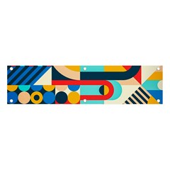 Geometric Shape Colorful Abstract Wave Banner And Sign 4  X 1  by Cowasu