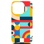 Geometric Shape Colorful Abstract Wave iPhone 14 Pro Black UV Print Case Front