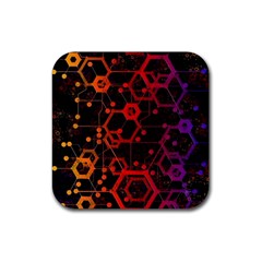 Abstract Red Geometric Rubber Coaster (square) by Cowasu