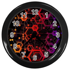 Abstract Red Geometric Wall Clock (black) by Cowasu