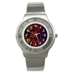 Abstract Red Geometric Stainless Steel Watch by Cowasu