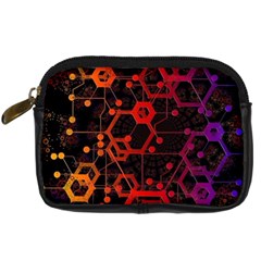 Abstract Red Geometric Digital Camera Leather Case by Cowasu