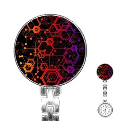 Abstract Red Geometric Stainless Steel Nurses Watch by Cowasu