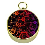 Abstract Red Geometric Gold Compasses Front