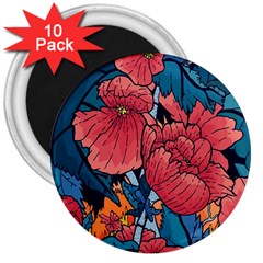 Flower Classic Japanese Art 3  Magnets (10 Pack)  by Cowasu