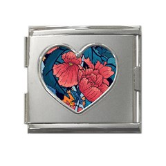 Flower Classic Japanese Art Mega Link Heart Italian Charm (18mm) by Cowasu