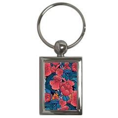 Flower Classic Japanese Art Key Chain (rectangle) by Cowasu