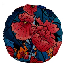 Flower Classic Japanese Art Large 18  Premium Round Cushions by Cowasu