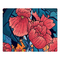 Flower Classic Japanese Art Premium Plush Fleece Blanket (large) by Cowasu