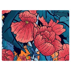 Flower Classic Japanese Art Two Sides Premium Plush Fleece Blanket (extra Small) by Cowasu