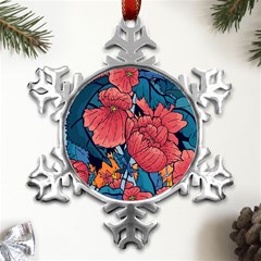 Flower Classic Japanese Art Metal Small Snowflake Ornament by Cowasu