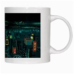 Night Black City Neon Sky Stars Moon Abstract White Mug Right