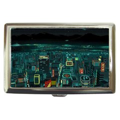 Night Black City Neon Sky Stars Moon Abstract Cigarette Money Case by Cowasu