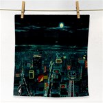 Night Black City Neon Sky Stars Moon Abstract Face Towel Front