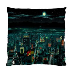 Night Black City Neon Sky Stars Moon Abstract Standard Cushion Case (one Side) by Cowasu