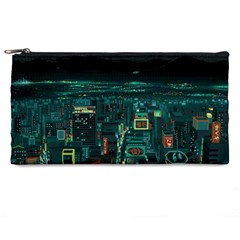 Night Black City Neon Sky Stars Moon Abstract Pencil Case by Cowasu