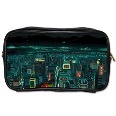 Night Black City Neon Sky Stars Moon Abstract Toiletries Bag (two Sides) by Cowasu