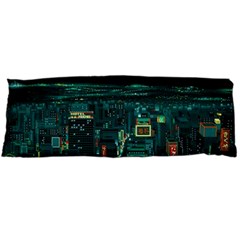 Night Black City Neon Sky Stars Moon Abstract Body Pillow Case (dakimakura) by Cowasu