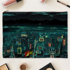 Night Black City Neon Sky Stars Moon Abstract Cosmetic Bag (xxxl) by Cowasu