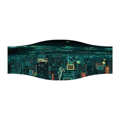 Night Black City Neon Sky Stars Moon Abstract Stretchable Headband by Cowasu