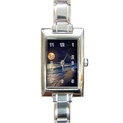 Beautiful Moon Nigh Sky Stars Rectangle Italian Charm Watch by Cowasu