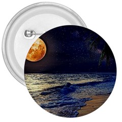 Beautiful Moon Nigh Sky Stars 3  Buttons by Cowasu