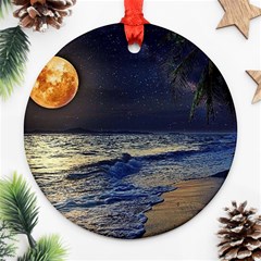 Beautiful Moon Nigh Sky Stars Ornament (round) by Cowasu