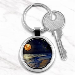 Beautiful Moon Nigh Sky Stars Key Chain (round) by Cowasu