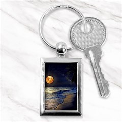 Beautiful Moon Nigh Sky Stars Key Chain (rectangle) by Cowasu