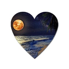 Beautiful Moon Nigh Sky Stars Heart Magnet by Cowasu