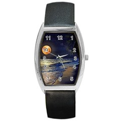 Beautiful Moon Nigh Sky Stars Barrel Style Metal Watch by Cowasu