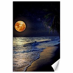 Beautiful Moon Nigh Sky Stars Canvas 24  X 36  by Cowasu