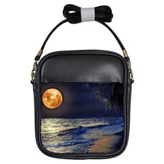 Beautiful Moon Nigh Sky Stars Girls Sling Bag by Cowasu