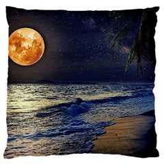 Beautiful Moon Nigh Sky Stars Large Cushion Case (one Side) by Cowasu