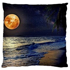 Beautiful Moon Nigh Sky Stars Large Premium Plush Fleece Cushion Case (one Side) by Cowasu