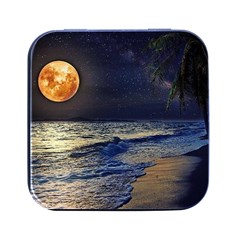 Beautiful Moon Nigh Sky Stars Square Metal Box (black) by Cowasu