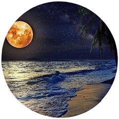 Beautiful Moon Nigh Sky Stars Wooden Puzzle Round by Cowasu