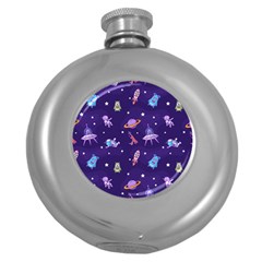 Space Seamless Pattern Round Hip Flask (5 Oz) by pakminggu