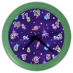 Space Seamless Pattern Color Wall Clock by pakminggu