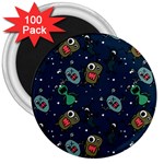 Monster Alien Pattern Seamless Background 3  Magnets (100 pack) Front