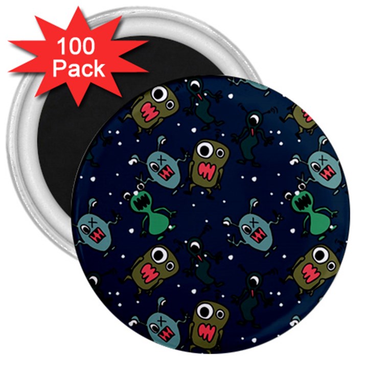 Monster Alien Pattern Seamless Background 3  Magnets (100 pack)