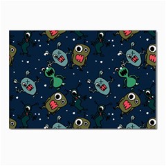 Monster Alien Pattern Seamless Background Postcards 5  X 7  (pkg Of 10)