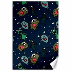 Monster Alien Pattern Seamless Background Canvas 24  X 36  by pakminggu