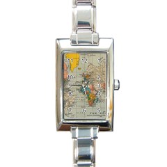 Vintage World Map Rectangle Italian Charm Watch by pakminggu